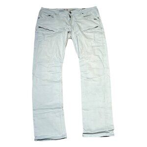 A.Tiziano Mens 34 Light Blue Jeans With Distressed Detail & Zipper Pockets Cotto
